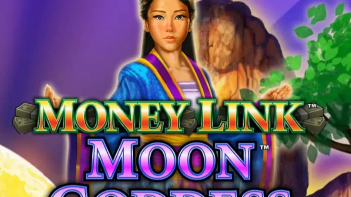 Tampilan visual slot Money Link Moon Goddess dengan tema Dewi Bulan dan taman malam yang tenang.